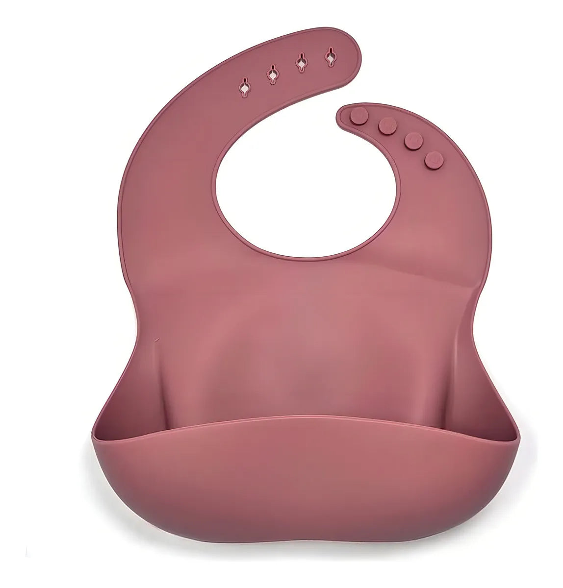 Kit Alimentación Bebe Niño Vajilla En Silicona Plato Babero Color Rosa Liso