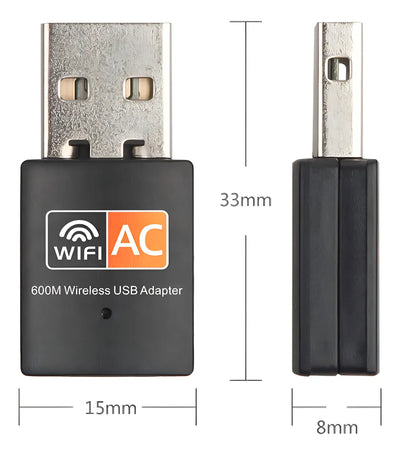 Adaptador WiFi de doble banda 2.4/ 5 GHz, 600 Mbps, inalámbrico AC 5g
