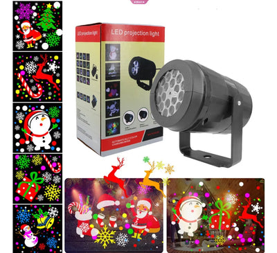 Proyector Led Navidad Figuras Interior Giratorio Multicolor