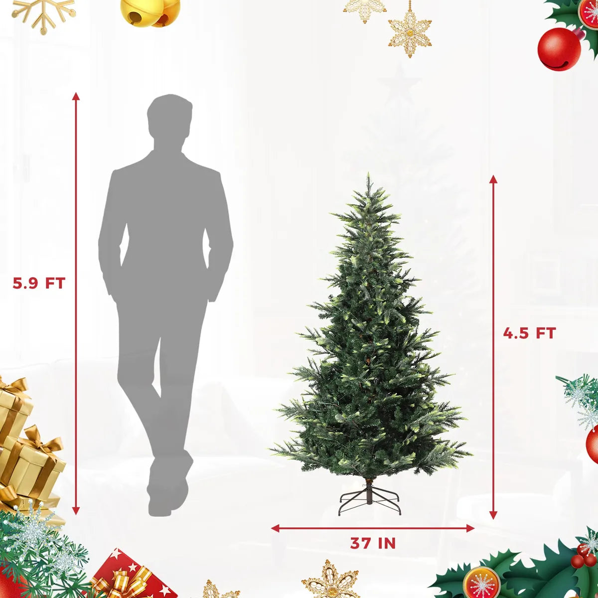 Garveehome Mini Arbol De Navidad Artificial Preiluminado De