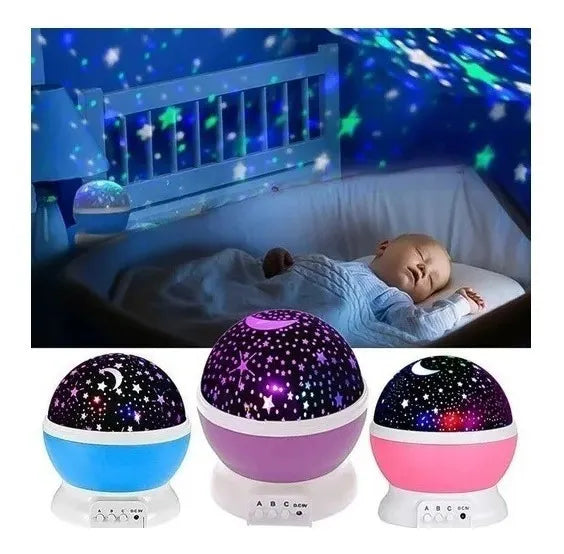 Lampara Proyector Giratorio Estrellas Luz Regalo Niños Bebé Violeta
