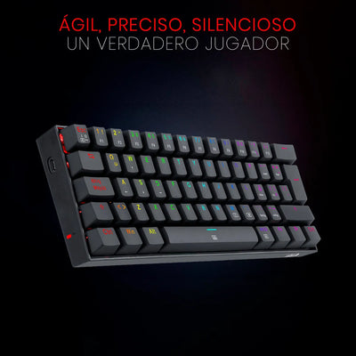 Teclado Dragonborn K630 Qwerty Red Negro Con Luz Rgb Españo Idioma Español Latinoamérica Color Del Teclado Negro