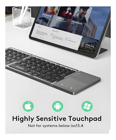 Mini teclado Bluetooth plegable ultrafino con panel táctil Genérica B033 Gris oscuro