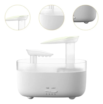 Humidificador De Aromas Vapor Cascada Luz Led + Esencia - Negro