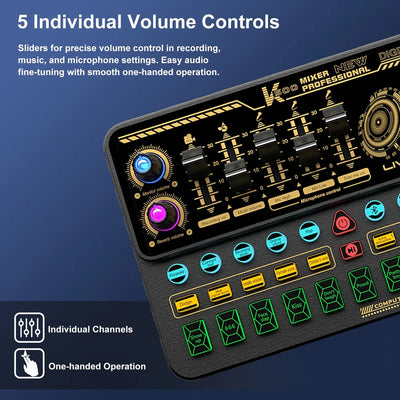 Hosabely Mezclador De Audio Con Efectos, Tarjeta De Sonido .