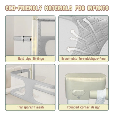 Cuna Portátil 3 En 1 Para Bebé Cama Lateral Ajustable Gris