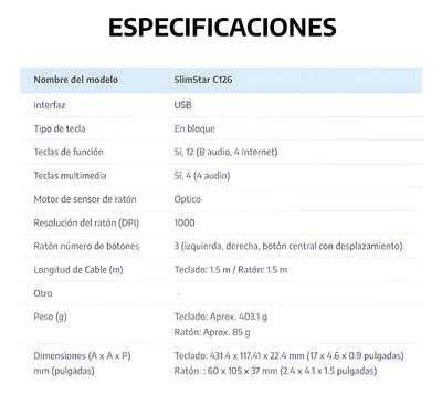 Kit Teclado Y Mouse Genius Slimstar C126 Usb Español Color Del Teclado Negro