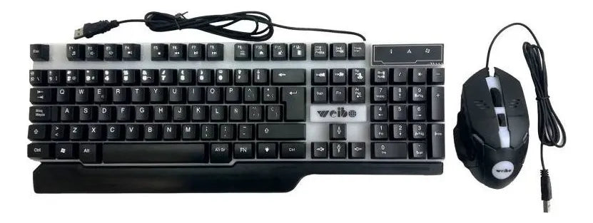 Kit de teclado y mouse gamer Weibo WB-550 Español España de color negro