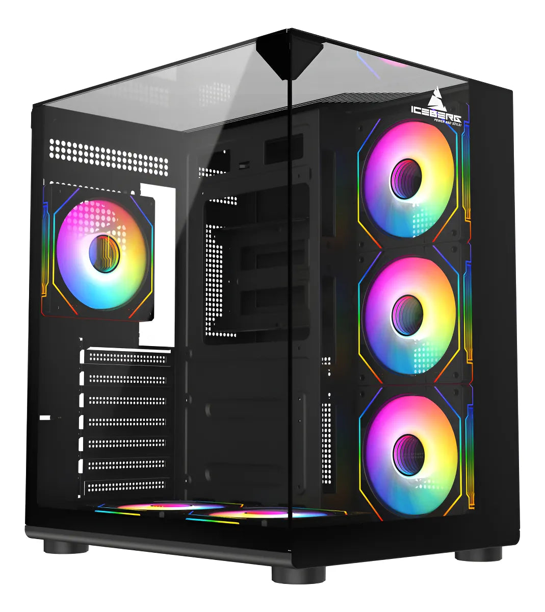 Chasis Gamer Iceberg Crystal Cube S Black 6 Fans Argb Negro