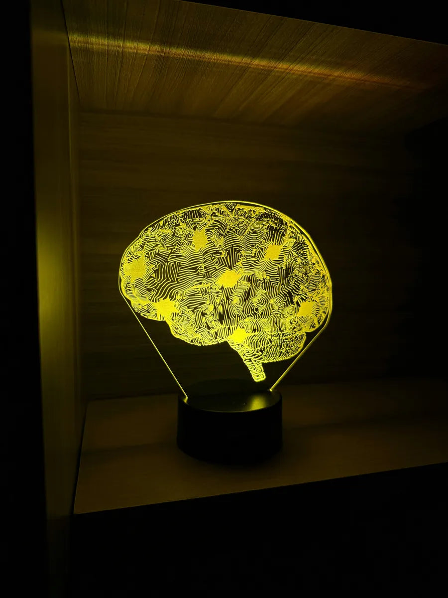 Lámpara De Noche Led Cerebro Holograma Regalo Decoración Negra