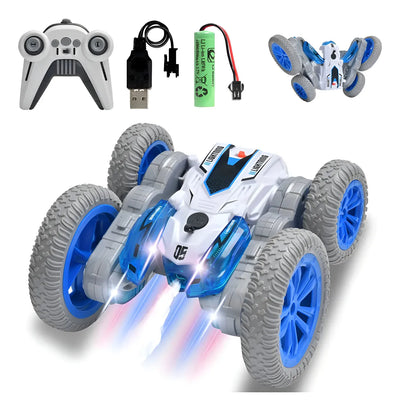 Carro Racing Car Control Remoto 360 Grados Luces LED Azul Recargable