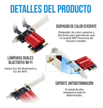 Adaptador Wifi Bluetooth Pc Tarjeta Red Pcie Doble Banda 5g