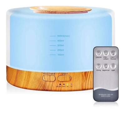 Difusor De Aromas 500ml Control Remoto Humidificador+esencia - Madera