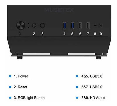 Musetex Gaming Pc Chasis Con 6 Ventiladores Led Argb 120mm