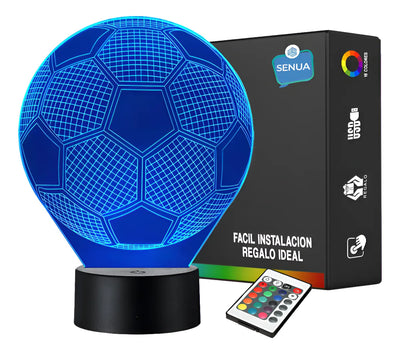 Lámpara De Noche 3d Led Balón Fútbol Regalo Holograma Negra