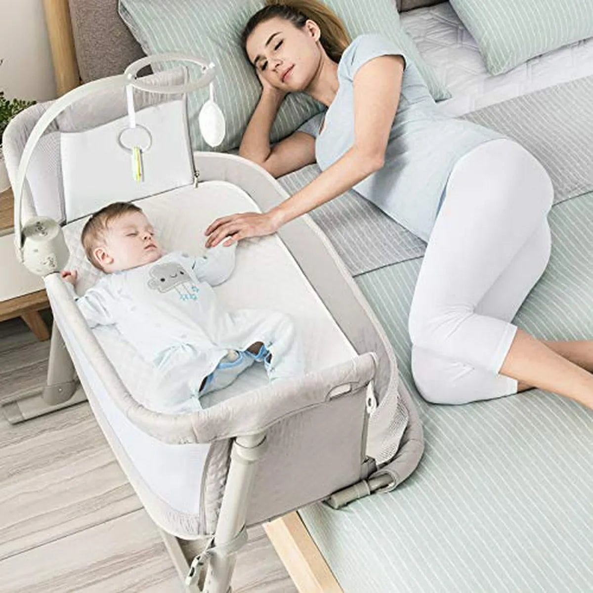 Bebé De La Cuna, Cama Cunas Ronbei De Noche Del Durmiente De