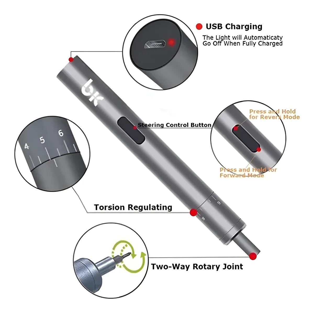 Set Destornillador Eléctrico Mini 27 Pzs Servicio Móvil - Gris