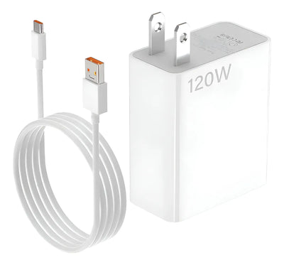 Cargador Turbo 120w + Cable Para Xiaomi Redmi Teléfono Cargador 120w Rápido Cargador Color Blanco