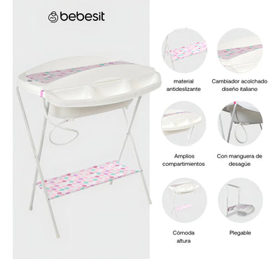 Bañera Tina Bebe con Cambiador Bebesit Gaviota niñas
