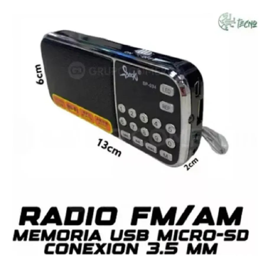 Radio Digital Am Fm Bolsillo Recargable Usb Mp3 Gran Sonido
