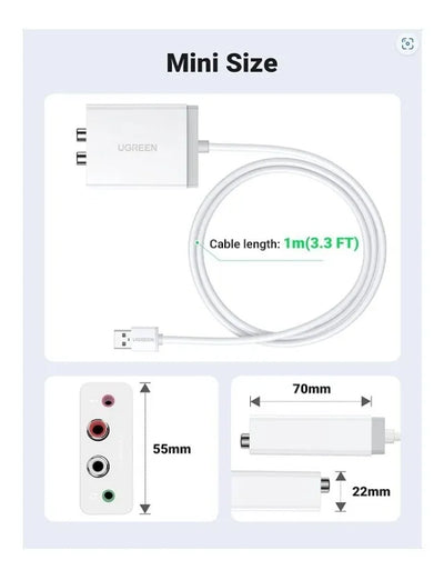 Adaptador De Audio De Tarjeta De Sonido, Ugreen