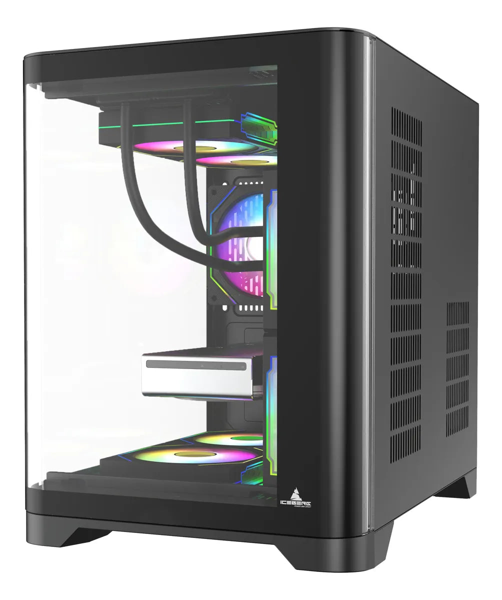 Chasis Gamer Iceberg Wave Negro M-atx 3 Ventiladores Argb