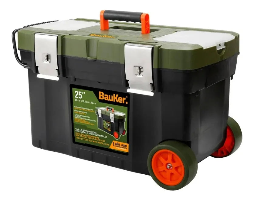 Combo Taladro 3/8 12v + 29 Accesorios + Carro 25 Bauker Verde Musgo 100