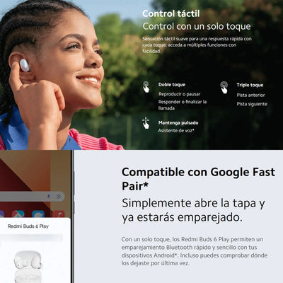 Xiaomi Redmi Buds 6 Play Auriculares Táctil Audifonos Blk Negro
