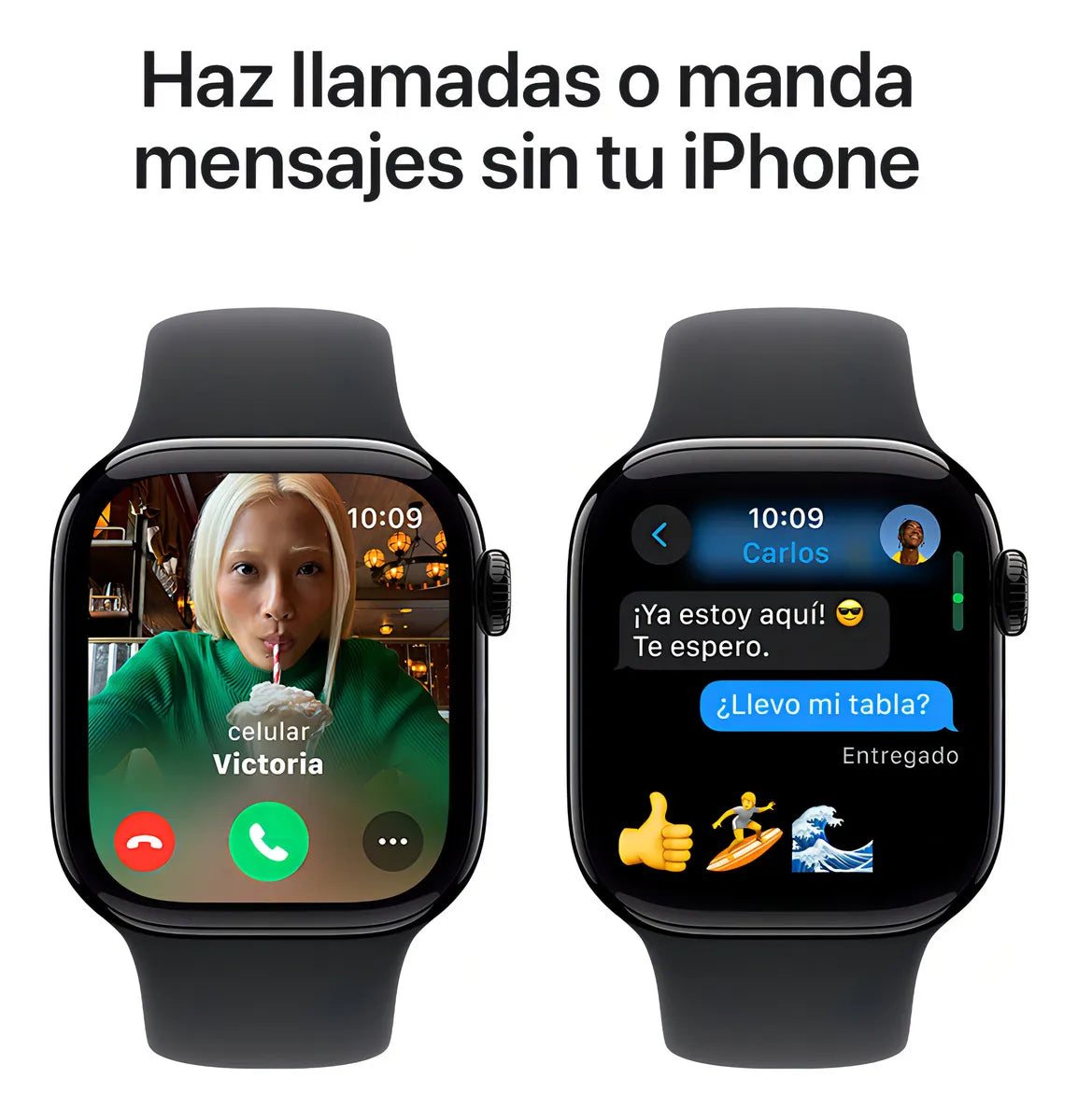 Apple Watch Series 10 GPS • Caja de aluminio negro azabache de 42 mm • Correa deportiva negra - M/L