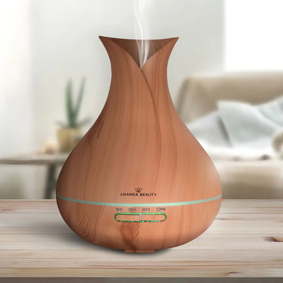 Difusor De Aroma Humidificador 500 Ml +12 Esencias + Caja Color Marrón claro