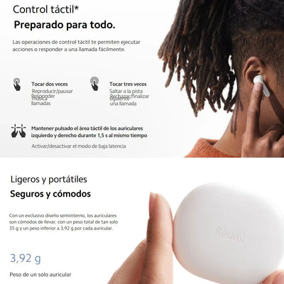Xiaomi Redmi Buds 4 Lite, Auriculares Táctil / Manos Libres Negro
