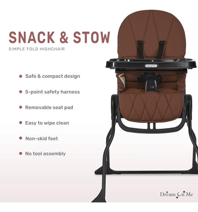 Silla Alta Para Bebé Snack And Stow Coñac Fácil De Plegar