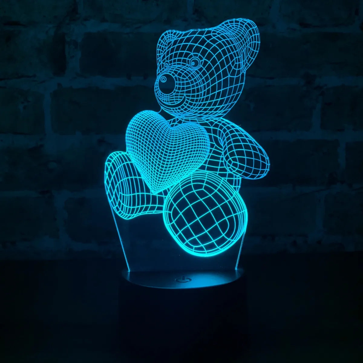 Lampara De Noche Led 3d Oso Niños Regalo Novios Amor Negra
