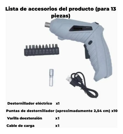 Destornillador Inalámbrico Recargable Eléctrico Impacto - Gris