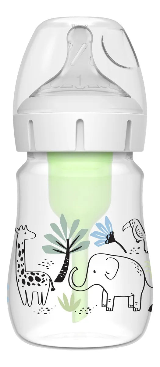 Tetero Boca Ancha 5 Oz Decorado Jungla Recien Nacidos Dr Bro Color Verde Claro