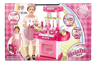 Cocina Infantil Kitchen Little Modelo 008-921A Rosa Con Luz Sonido Accesorios