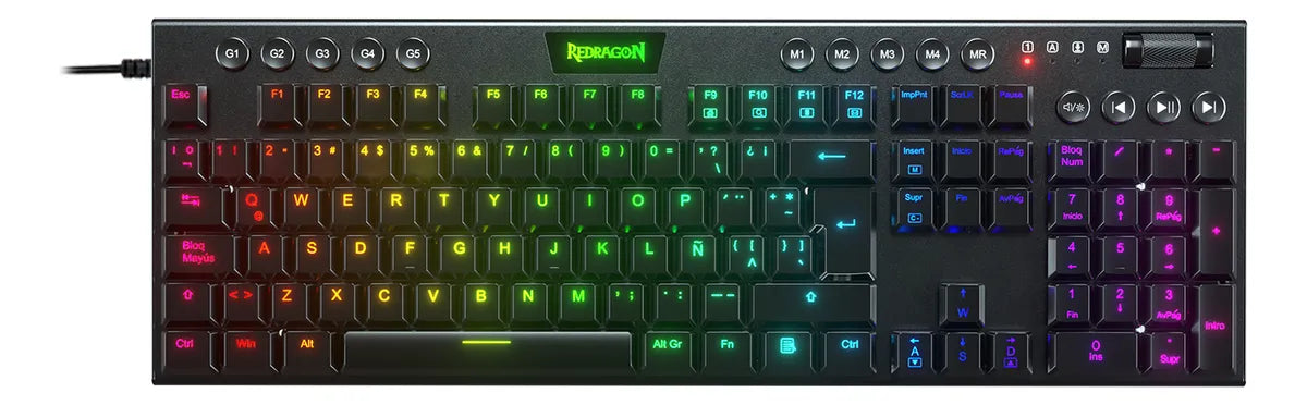 Teclado Gamer Redragon Horus Fs K619 Rgb Switch Rojo Color del teclado Negro Idioma Español Latinoamérica