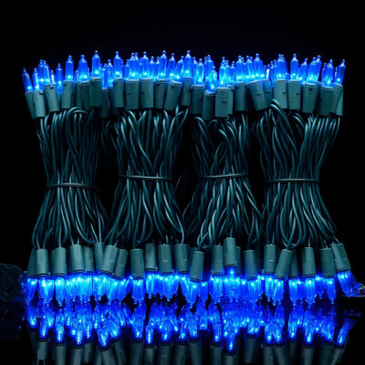 Luces Navideñas Led Azules Con Cable Verde, 66 Pies, 200 Un