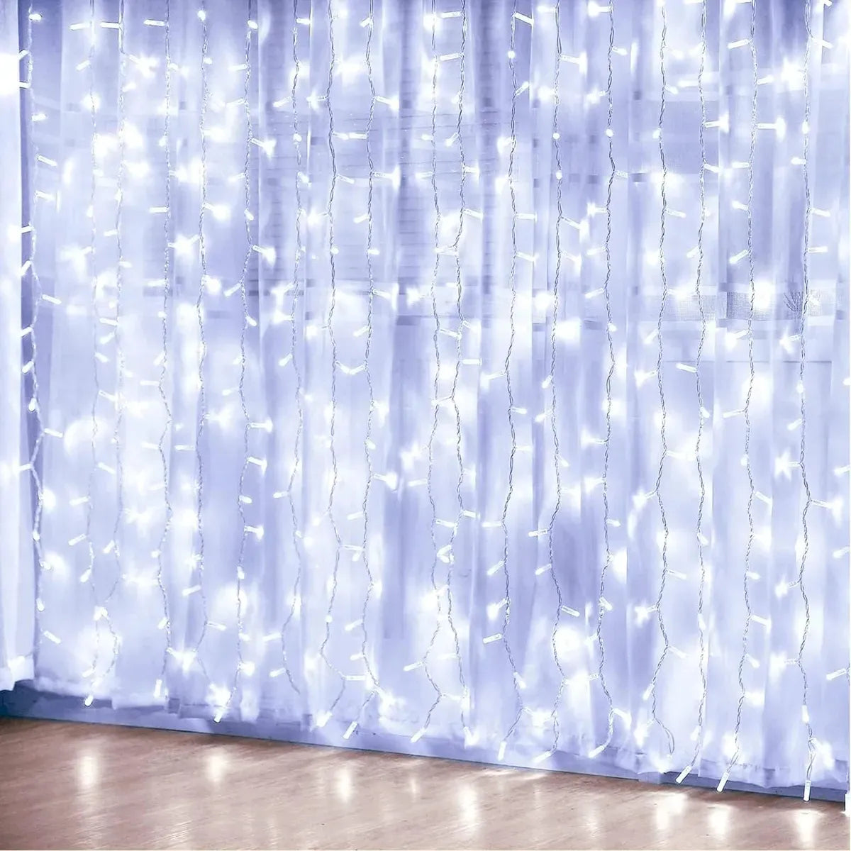 Luz Led Cortina 3x2 Mtr Cascada Luces Navidad Decoración Blanco