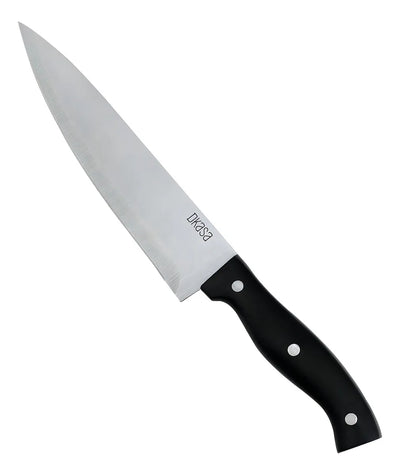 Cuchillo Chef 8 Pulgadas 3 Remaches Mango Plástico Color Negro