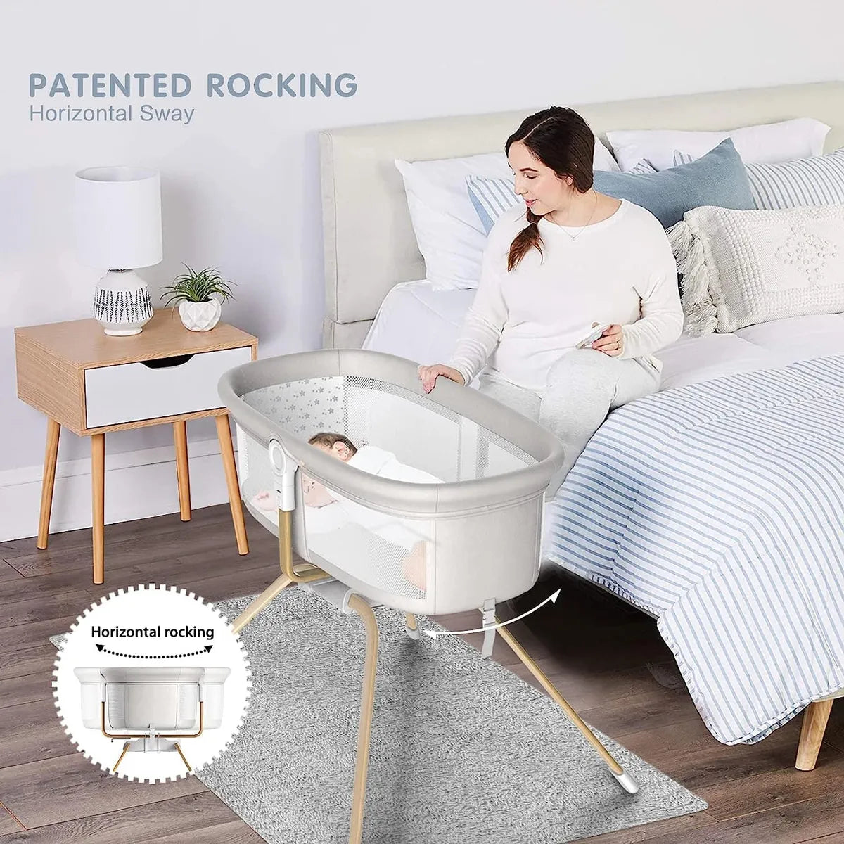 Angelbliss Moises Mecedora 3 En 1 Y Cuna Para Bebe, Cuna De