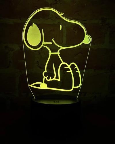 Lámpara De Noche Led 3d Snoopy Holograma Regalo Decoración Negra