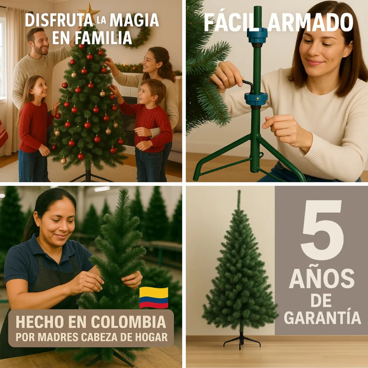 Árbol De Navidad Pino Andino Navideño 1.80m 354 Puntas Verde