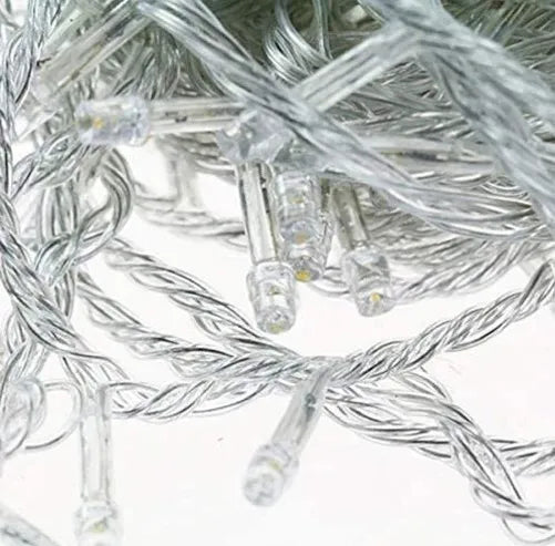 Luz Lineal Navidad Blanca 7 Mts 100 Bombillos Cable Blanco