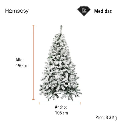 Árbol De Navidad Artificial Nevado Calidad Premium 1.90 M Blanco