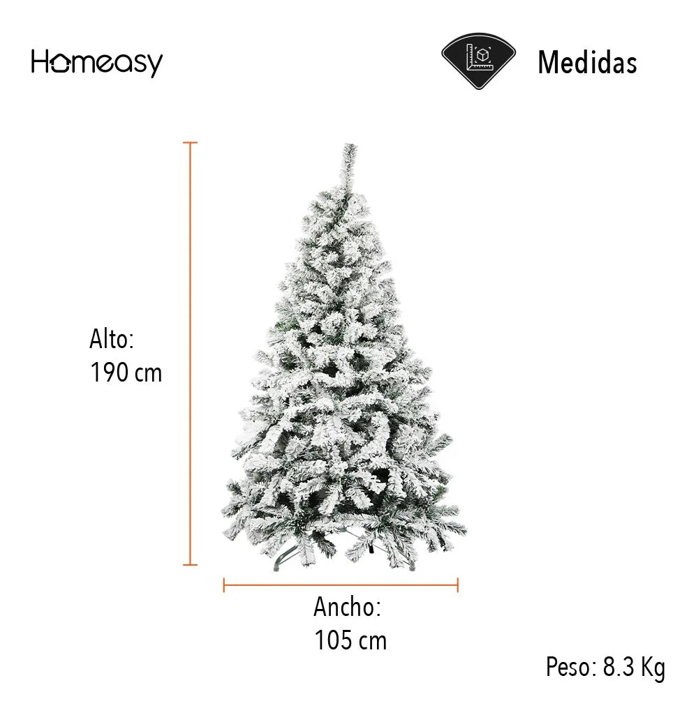 Árbol De Navidad Artificial Nevado Calidad Premium 1.90 M Blanco
