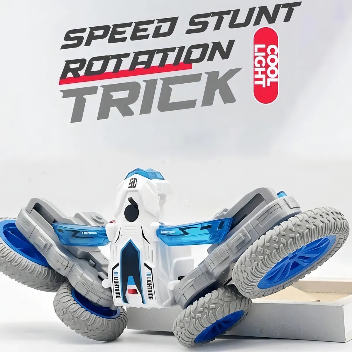 Carro Racing Car Control Remoto 360 Grados Luces LED Azul Recargable