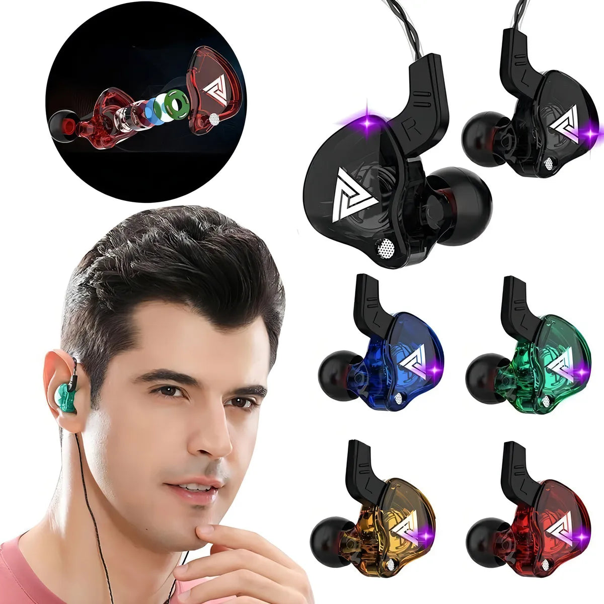 Auriculares profesionales Qkz Ak6 Full Blue Stage Return