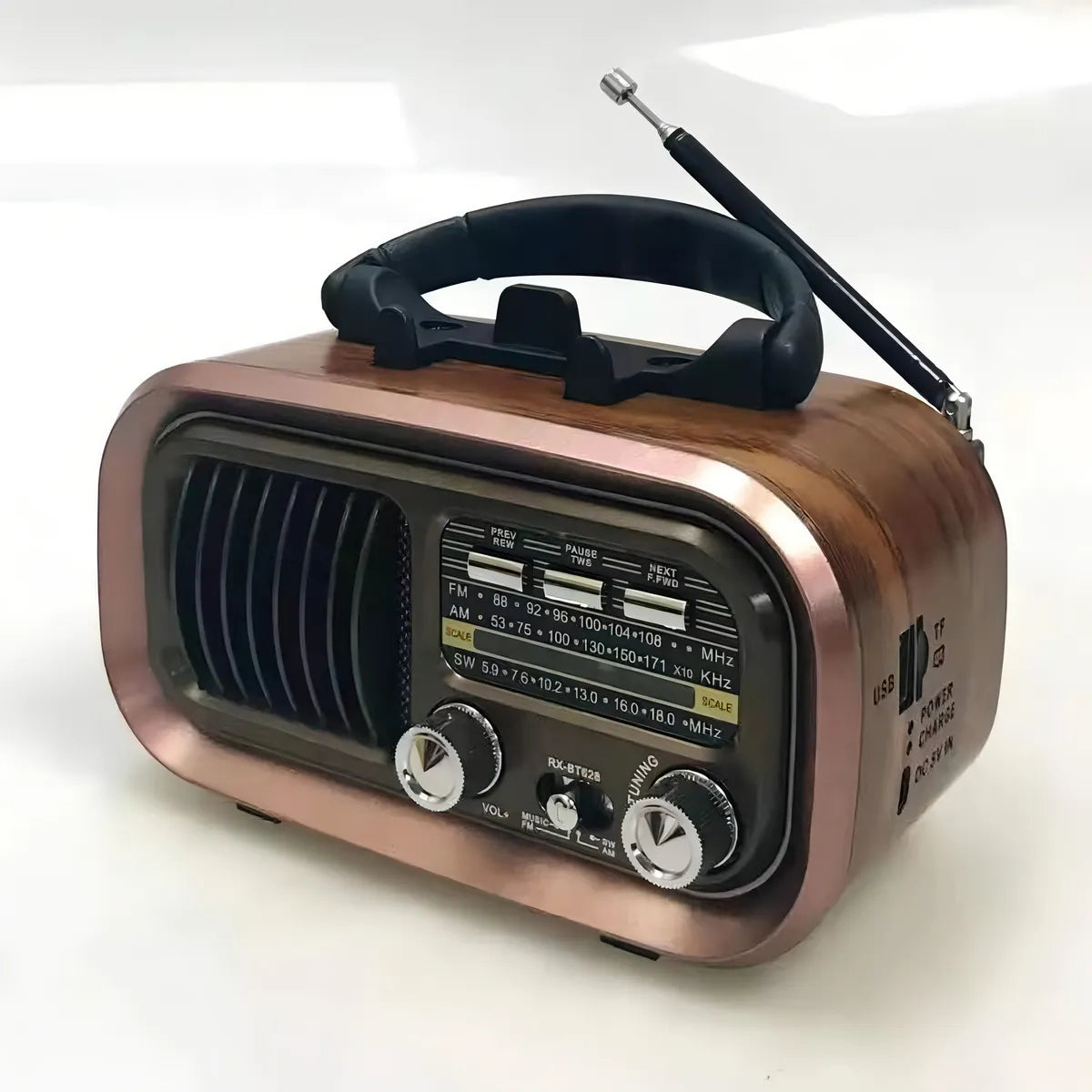 Radio Recargable Bluetooth Am Fm Parlante Usb Retro Mp3 Color Marrón Claro 110