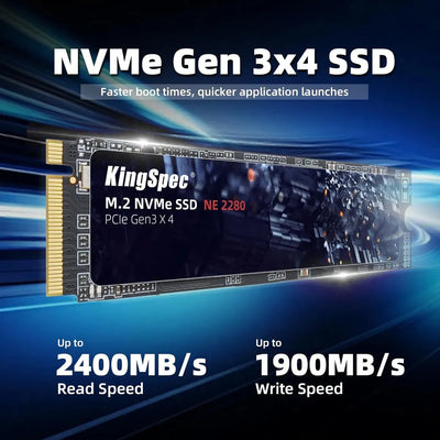 Kingspec Unidad Estado Sólido De 1tb M.2 Nvme Gen3x4 2280 Negro